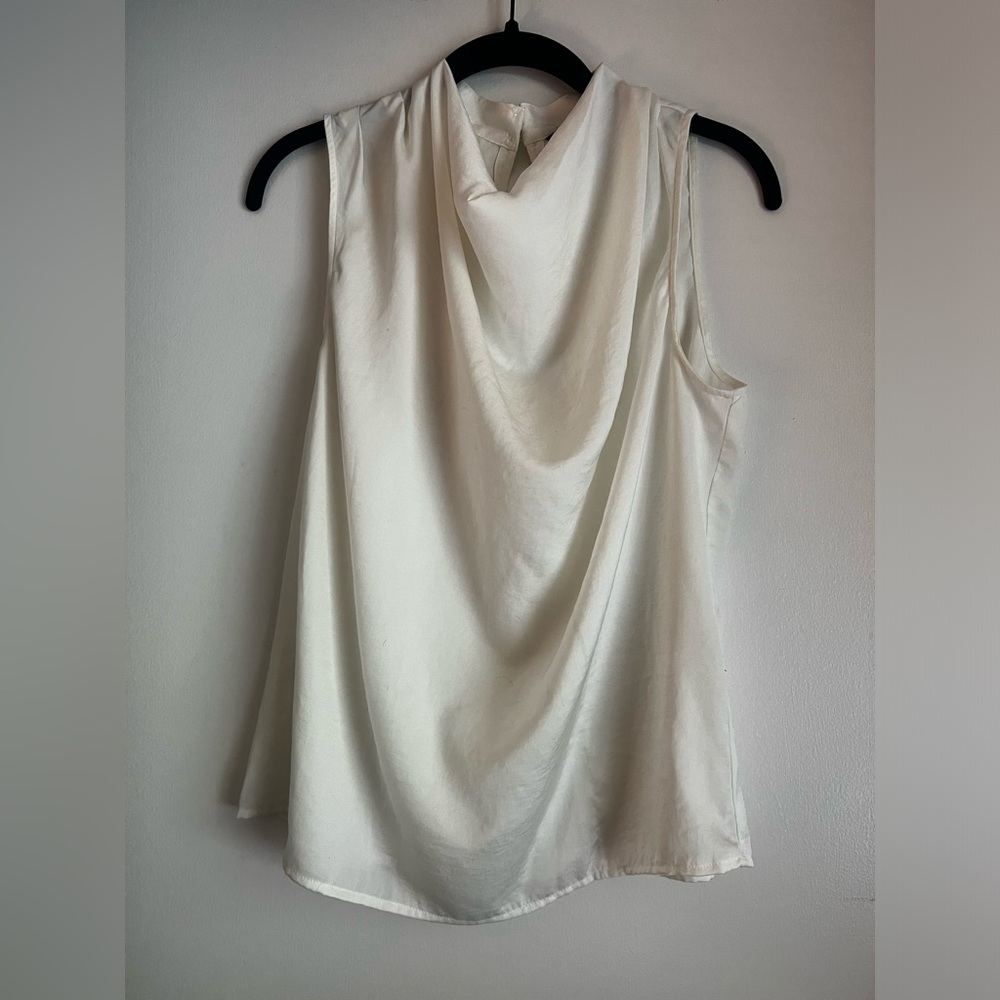 Banana Republic white high neck blouse - size small in cream/white